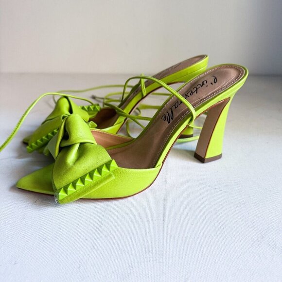 L'Intervalle Lime Green Bow Detail Ankle Tie Heels 37 - Picture 6 of 10